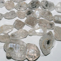 Perles de quartz St Herkimer St facettées, taille graduée, 16 x 9 à 35 x 25 mm environ - Longueur du fil : 40 cm