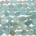 14" St Aquamarine Irregular Faceted Nugget -Strand 37cm.