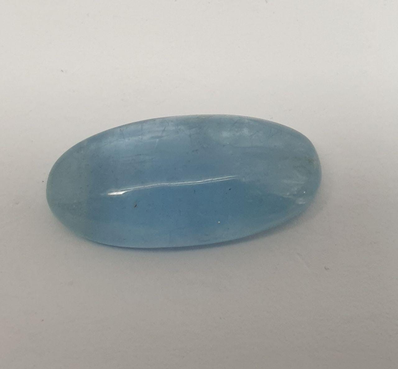 Blue Great Aquamarine 21.6x10.8x5.2mm Oval Long Cabochon. Aquamarine 11.11Cts Loose Gemstone Cabochon.