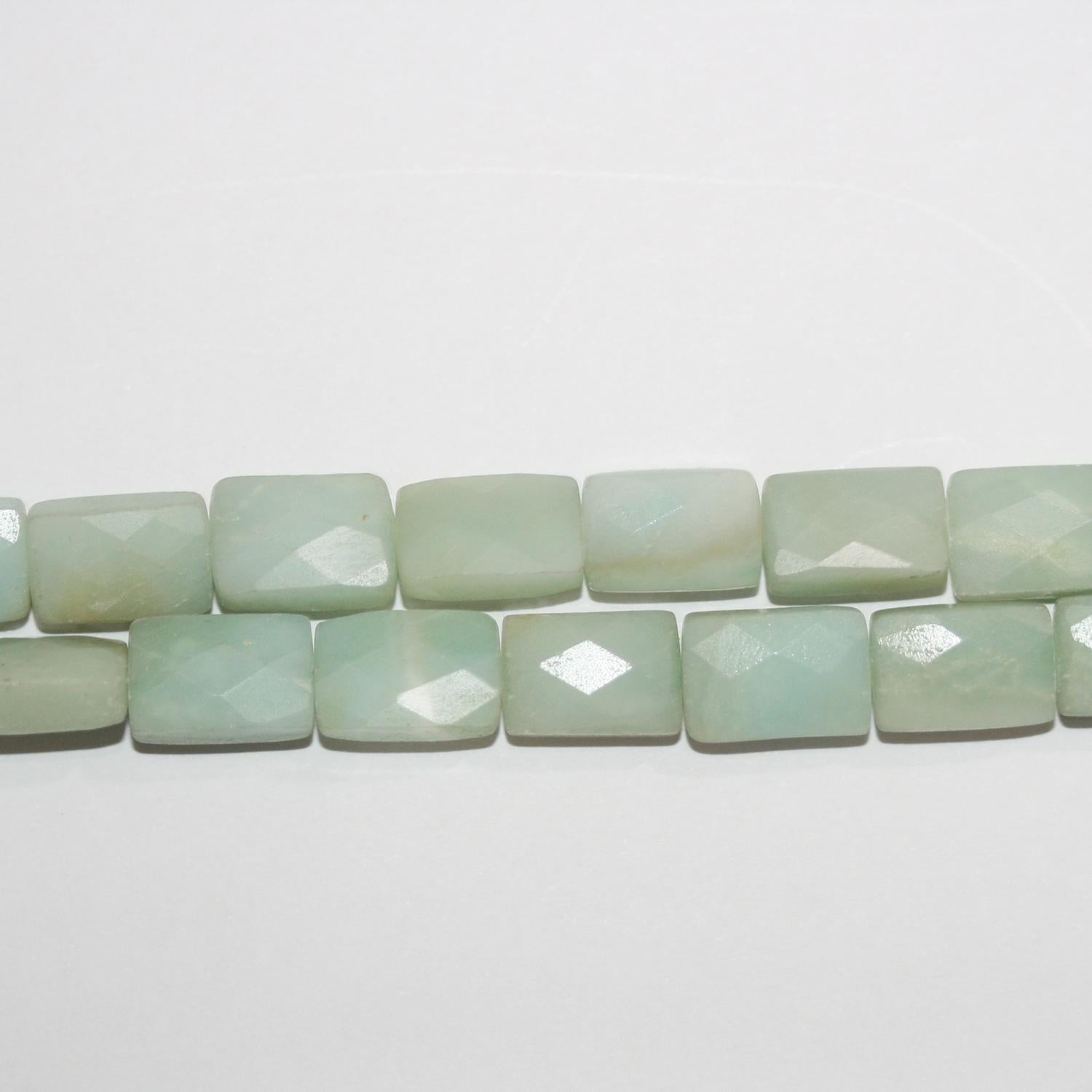 15 perles rectangulaires à facettes en amazonite (12 x 8 mm) - Fil de 39 cm