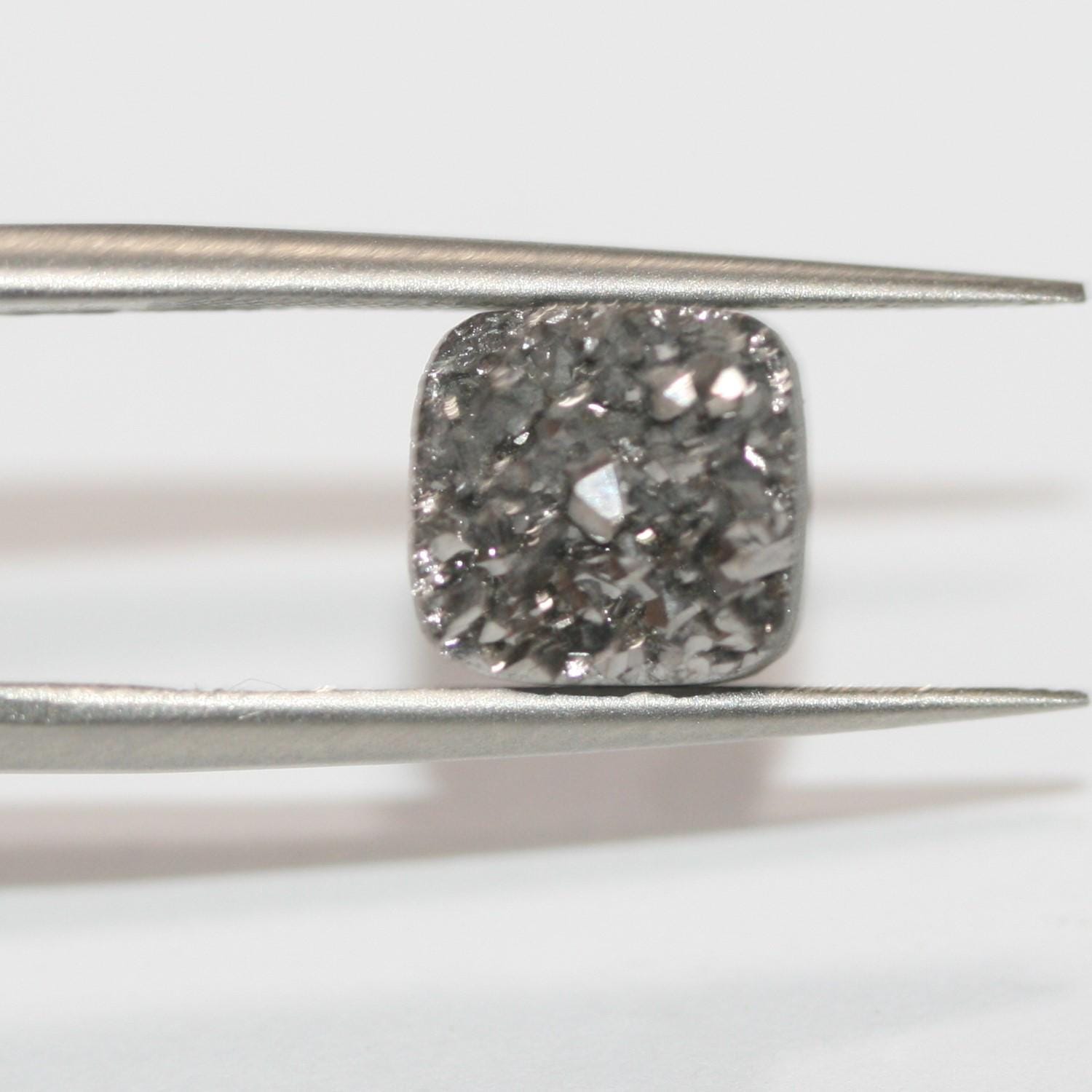 Lote de 6 cabujones cuadrados de ágata drusa de plata (6 piezas) de 8 mm.