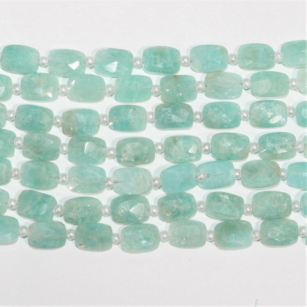 Cuentas rectangulares facetadas de amazonita de 7" de St. 9 x 6 mm - Hilo de 18 cm.