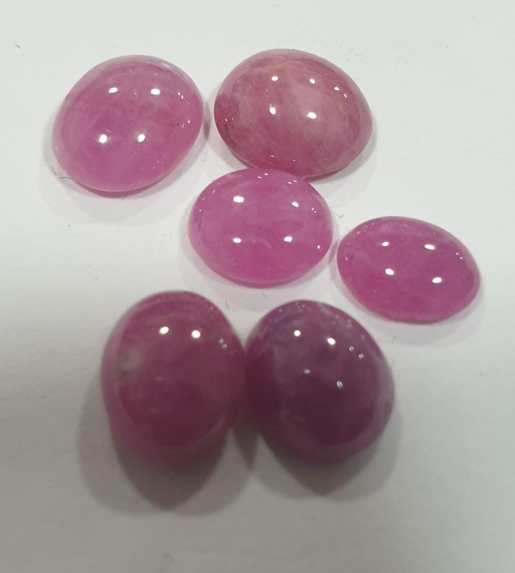 Lote de 6 cabujones de rubí natural de 6 x 5-8 x 6 mm - Gemas naturales para joyería -