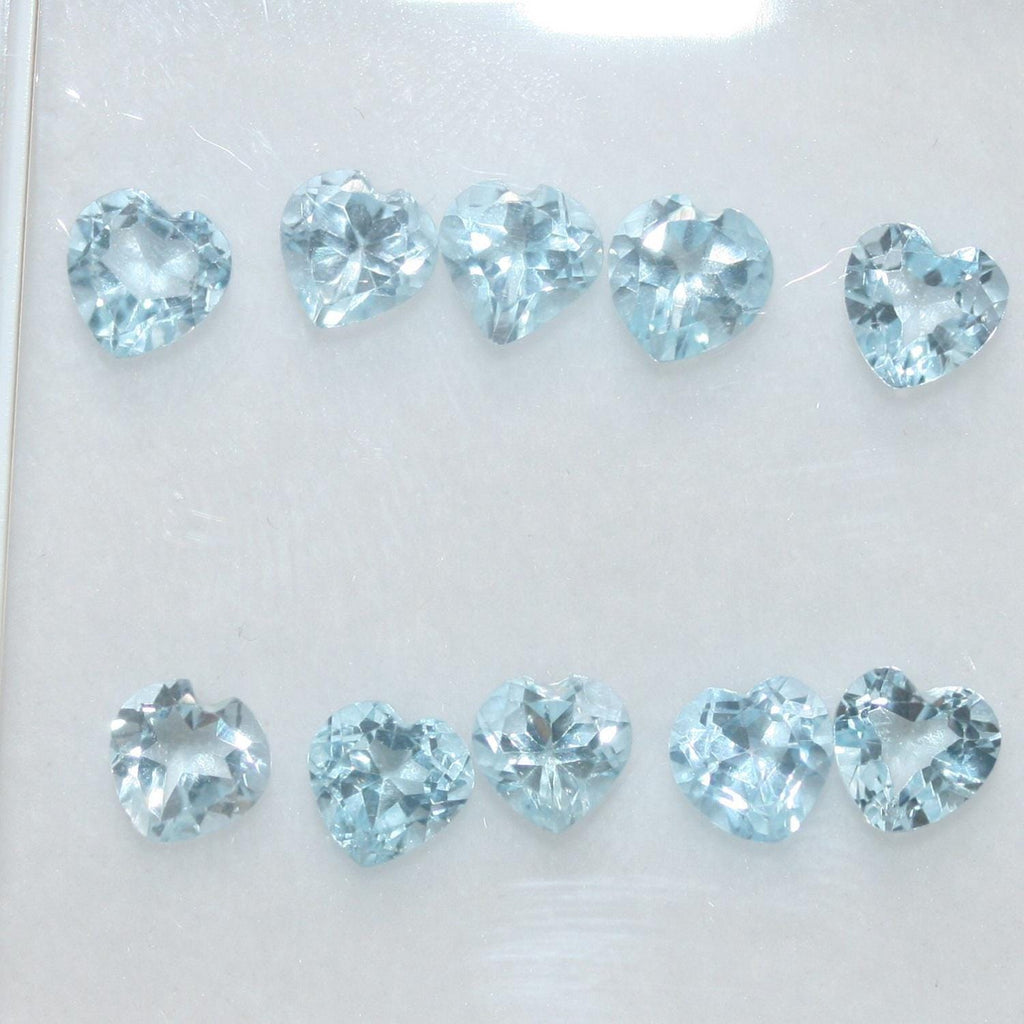 10 Pcs Lot Sky Topaz Heart Faceted 5mm .( 10 Pcs )