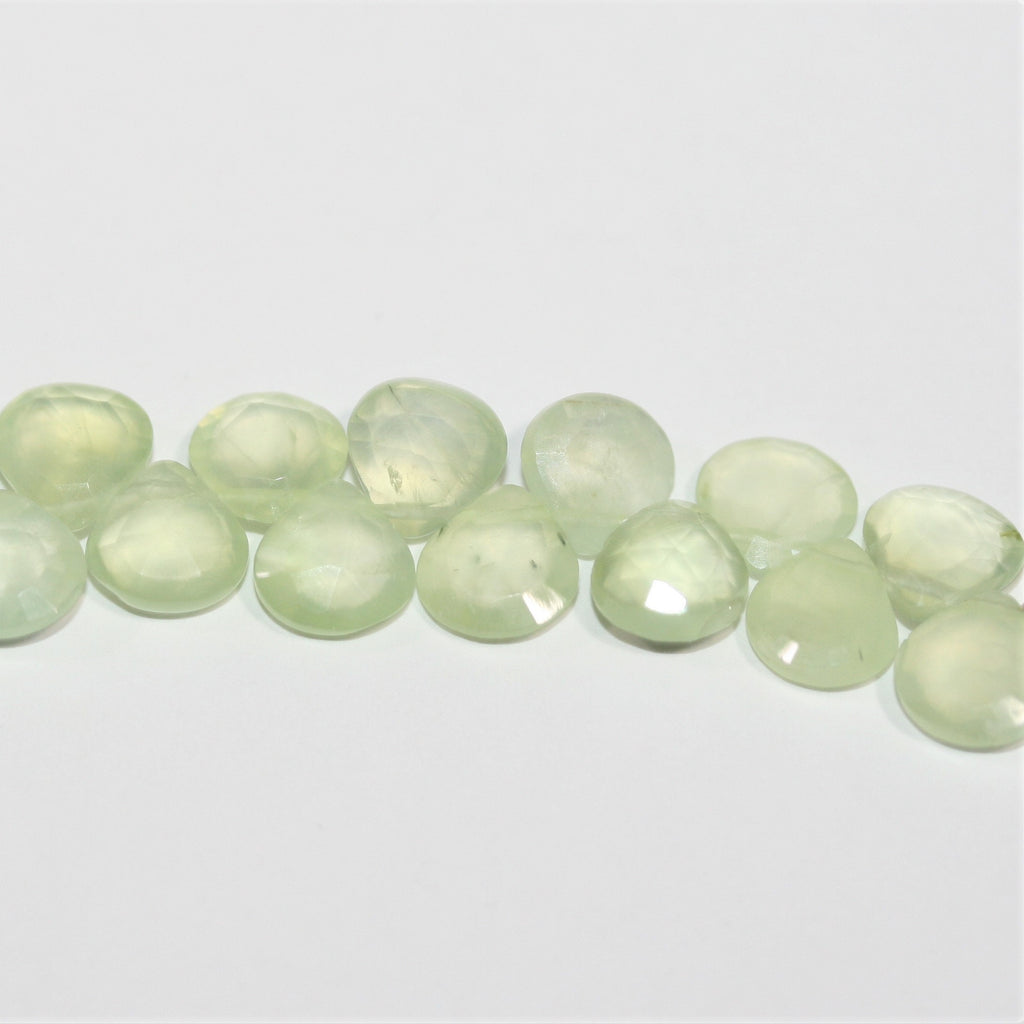 Cuentas de gota facetadas de St Prehnite de 7" de 6 mm - Hilo de 18 cm.