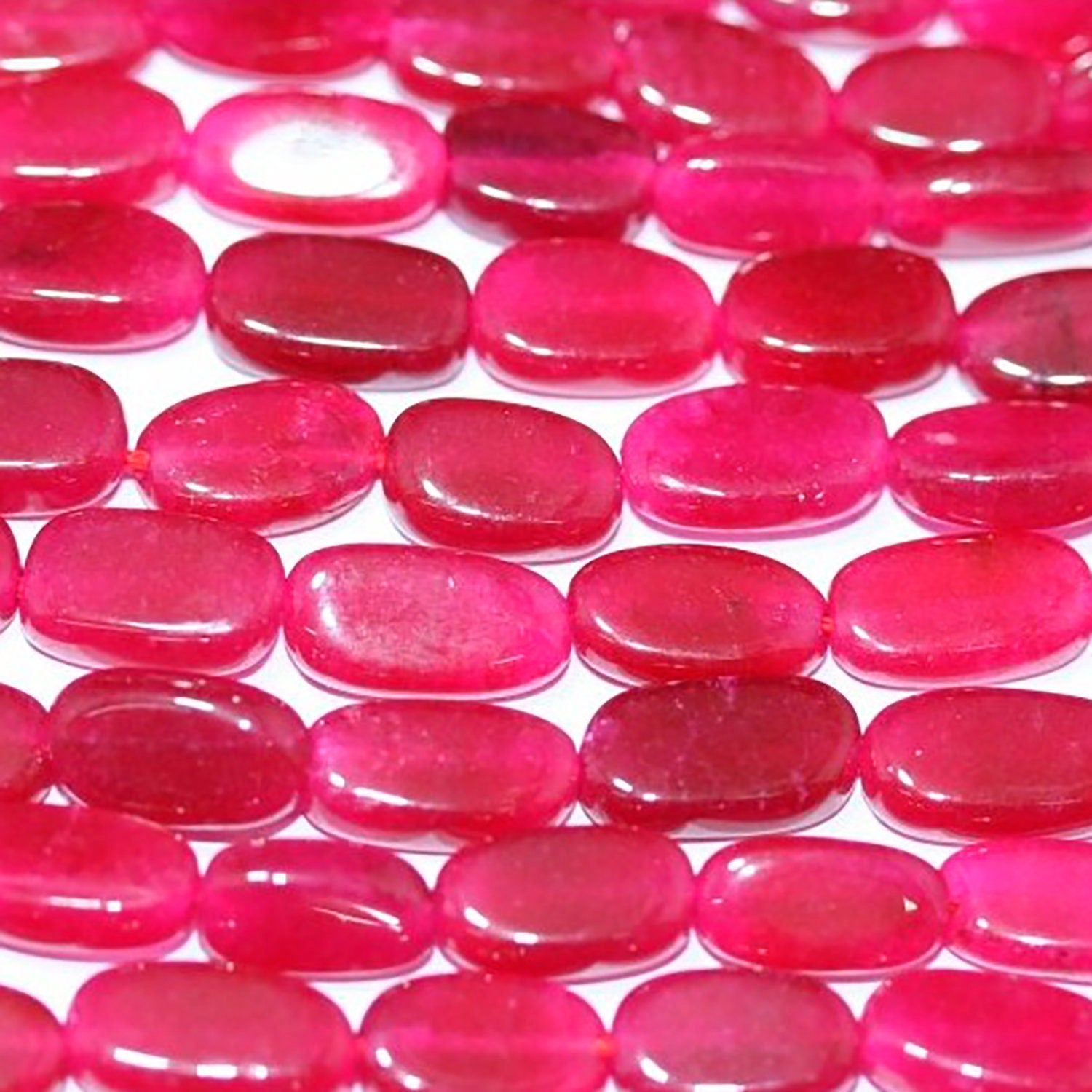 14" St Dyed Fuchsia Jade Smooth Oval Beads 12x9mm.Approx.-Strand 37cm