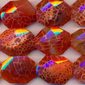 16" St Fire Agate Faceted Irregular Octagonal Beads 40x30mm -Strand 40cm