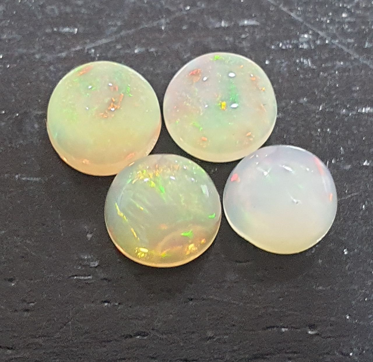 Ethiopian Opal Lot Round Cabochon 6mm. (4pcs)  -Gemstone Parcels-Loose Stones Wholesale Price