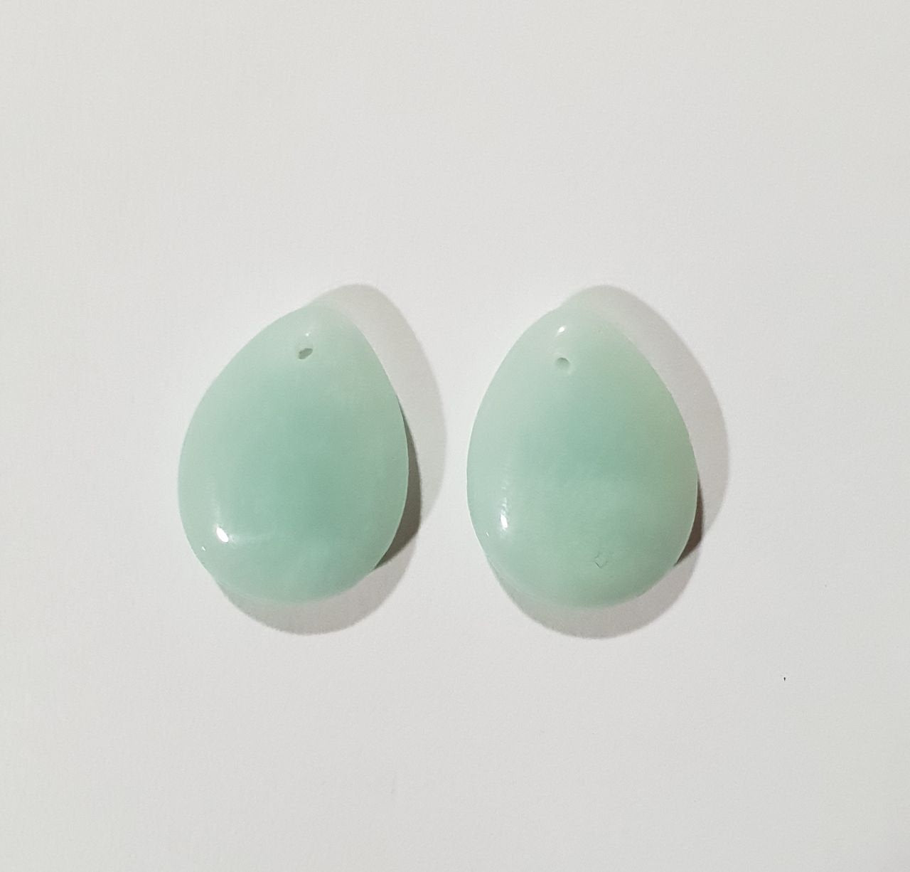 1 Matching Pair  Natural Amazonite  Drops 20x15mm With Hole For Earrings- Untreated Gemstones
