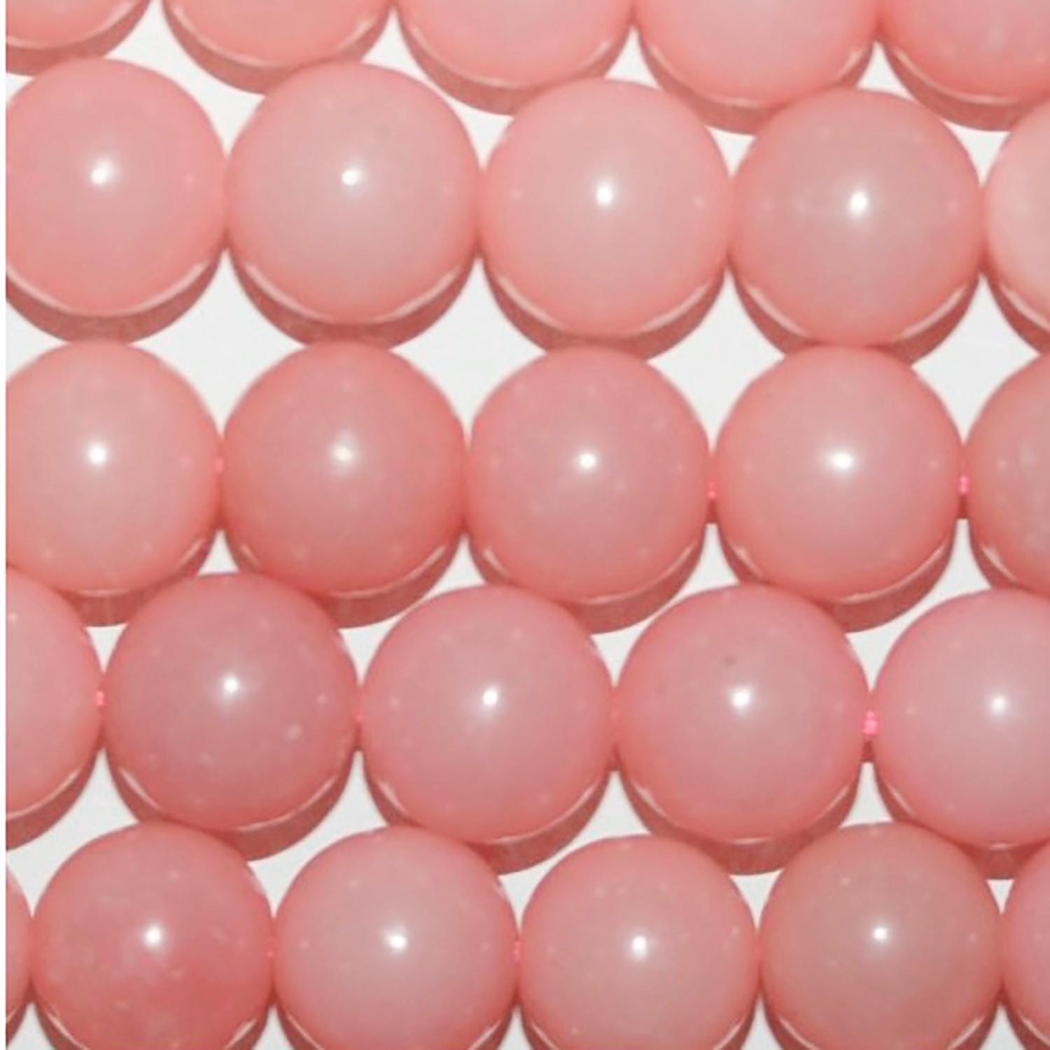 Cuentas redondas lisas de ópalo rosa de 16" (14 mm) - Hilo de 40 cm