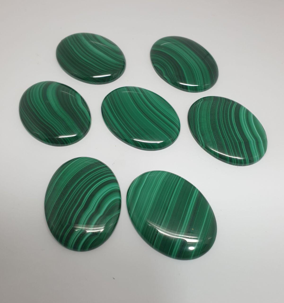 Cabochon ovale en malachite AAA (1 pièce, 30 x 40 mm) - Grande pierre cabochon