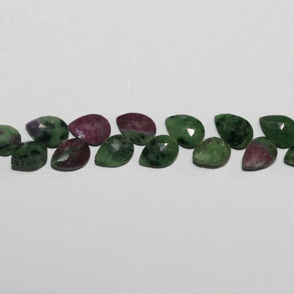 Perles en zoïsite rubis facettées de 20 cm (8 pouces), 10 x 6 mm - Fil de 20 cm