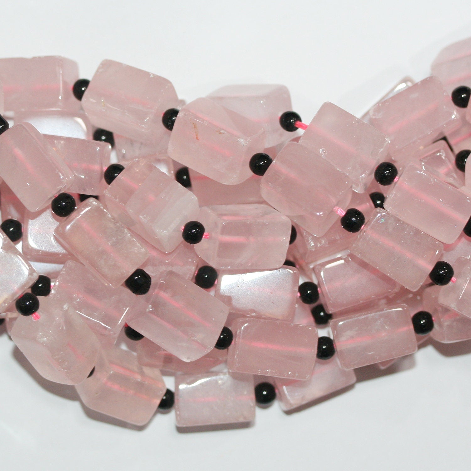Perles de quartz rose St à prisme lisse 15 x 10 mm - Fil de 39 cm