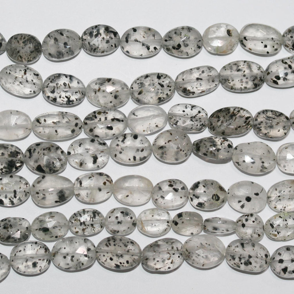 Cuentas ovaladas facetadas de cuarzo de fruta del dragón de 8 ", 12 x 8 mm, aprox. - Hilo de 20 cm.