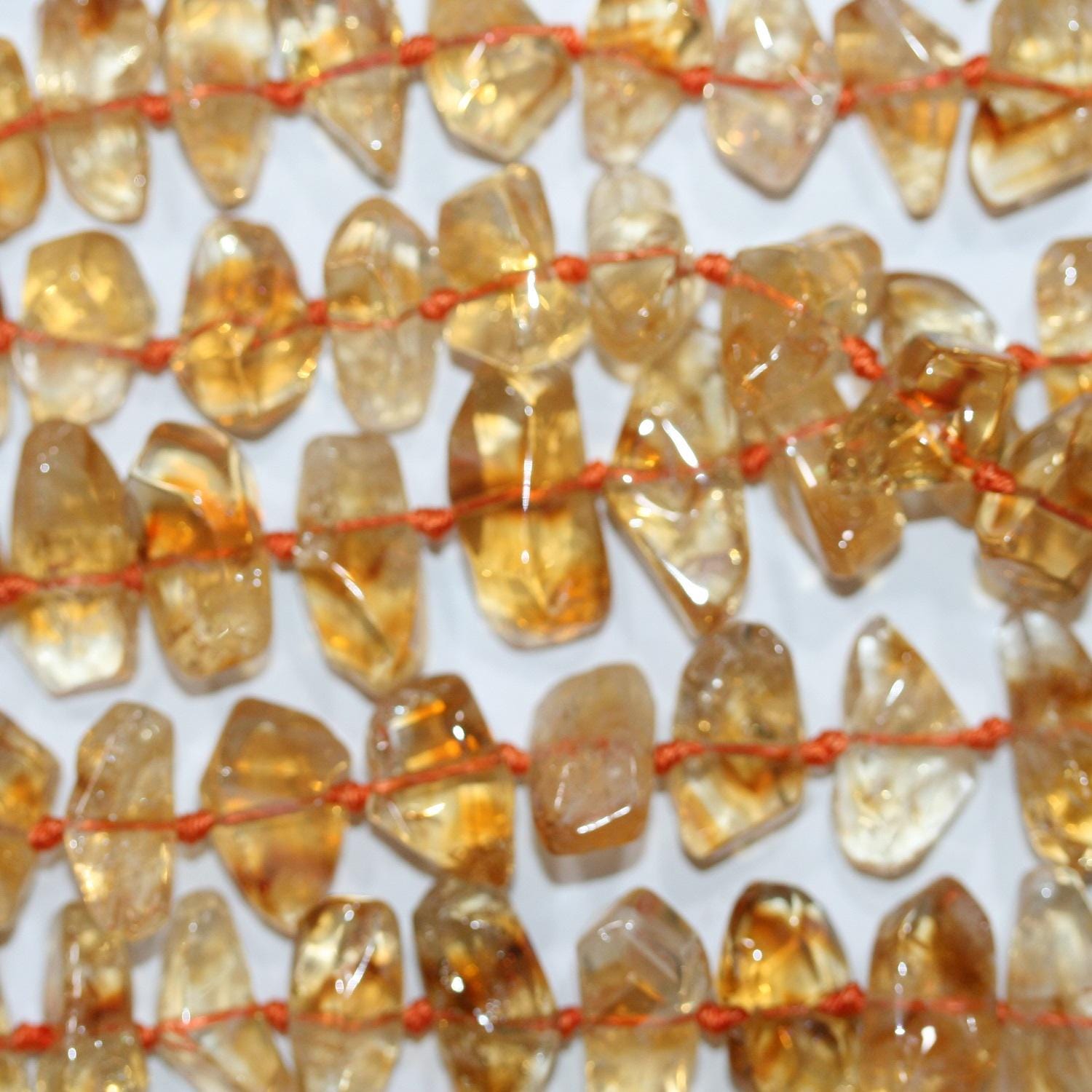 Pointes de citrine St irrégulières à facettes, 15 pouces - Collier de 38 cm - Réf. 14745