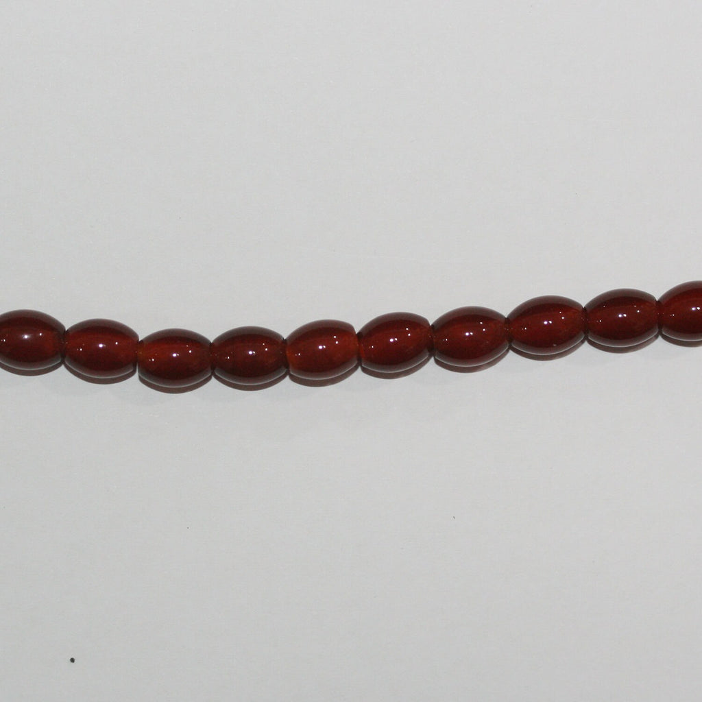 16" Cuentas de barril liso de Santa Cornalina 8x6 mm.-Hilo 40 cm.