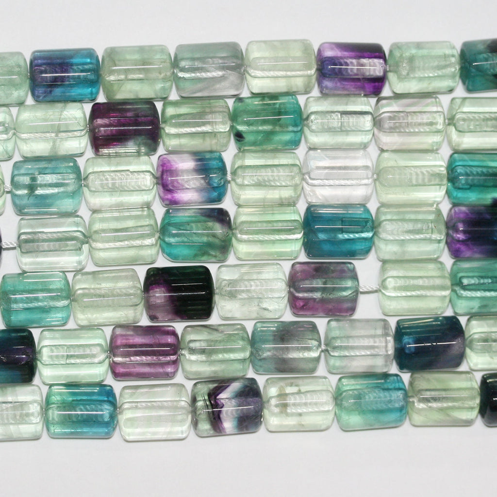 Cuentas de fluorita lisas triangulares de barril de 16" 14x10 mm - Hilo de 40 cm.