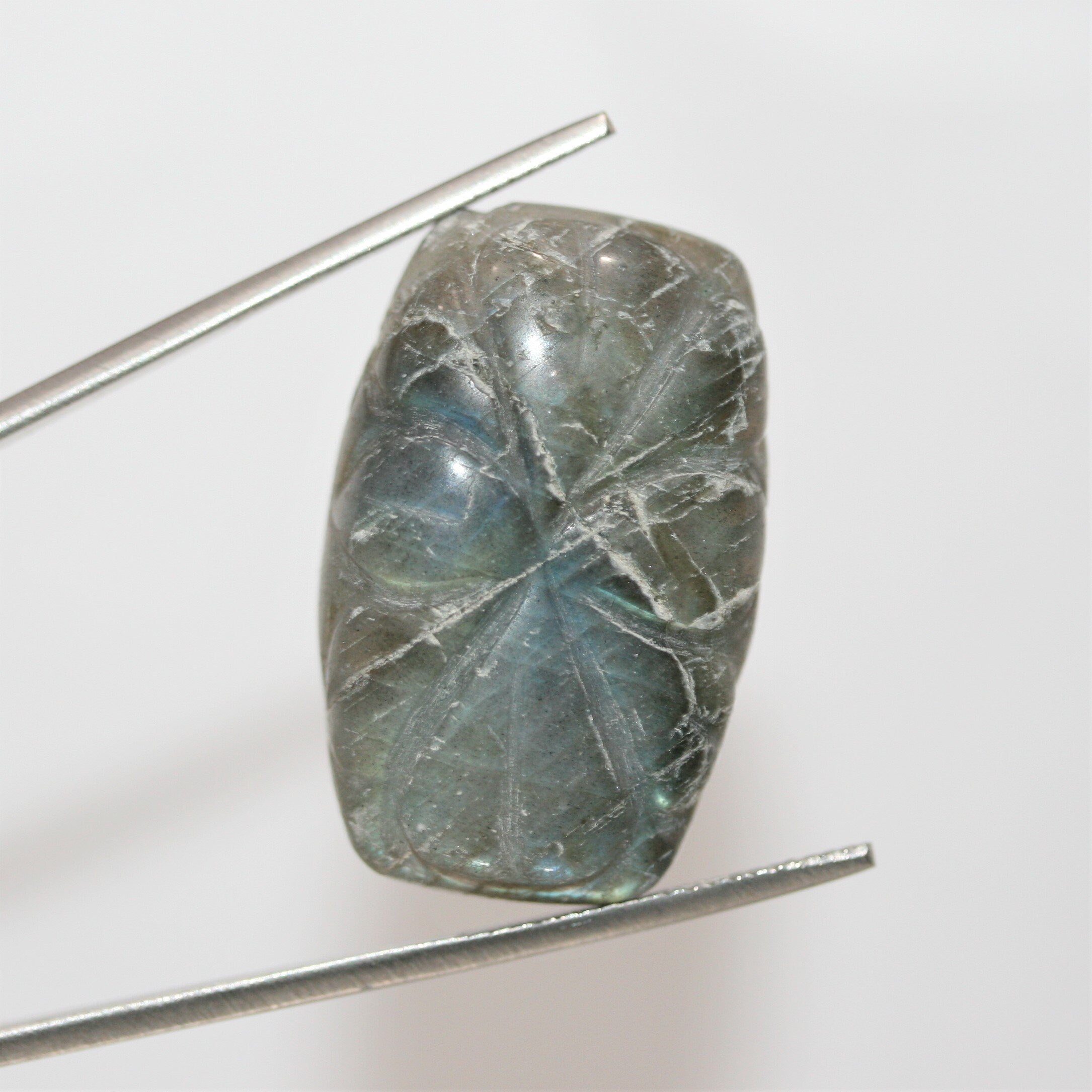 Carved Rectangular Labradorite Cabochon 31.4x19.7mm. (51.3ct.)