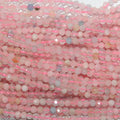 Perles rondes à facettes en morganite de 15 pouces, 2,5 mm - Fil de 38 cm.
