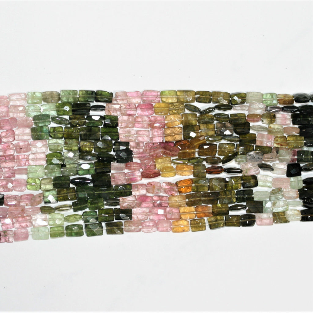 13" St Tourmaline Faceted Brick Prism 5x4mm.-Strand 33cm.