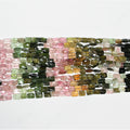 13" St Tourmaline Faceted Brick Prism 5x4mm.-Strand 33cm.