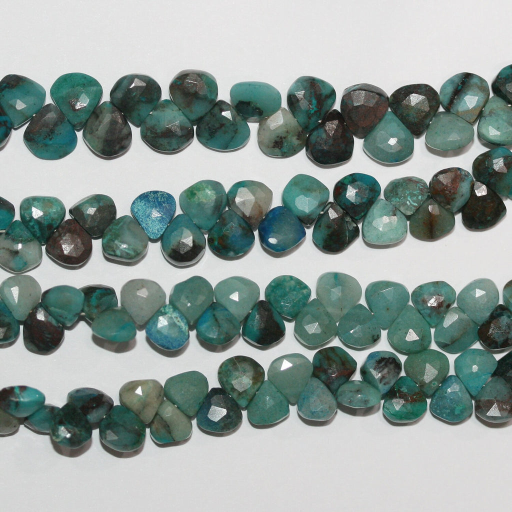 Perles en forme de goutte à facettes en chrysocolle de 8 pouces, 5-6 mm. - Fil de 20 cm.