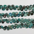 Perles en forme de goutte à facettes en chrysocolle de 8 pouces, 5-6 mm. - Fil de 20 cm.