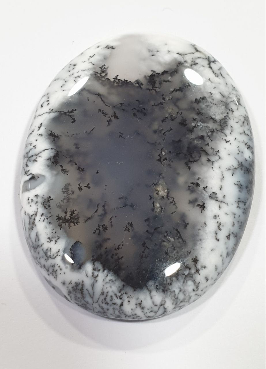 Big AAA Dendritic Opal Agate Oval  Cabochon 41.5x30.8mm 68ct- Natural Untreated Opal -  Natural Untreated Gemstone