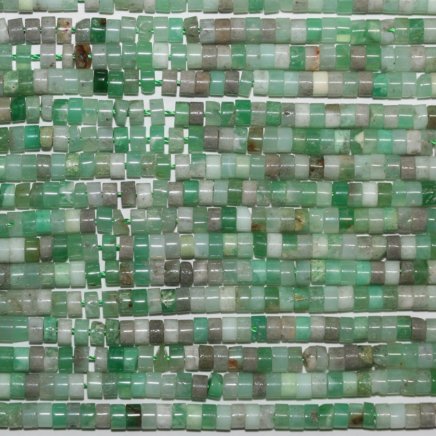 Perles disques lisses St Chrsoprase 15" 4x2mm.-Bracelet 39cm.