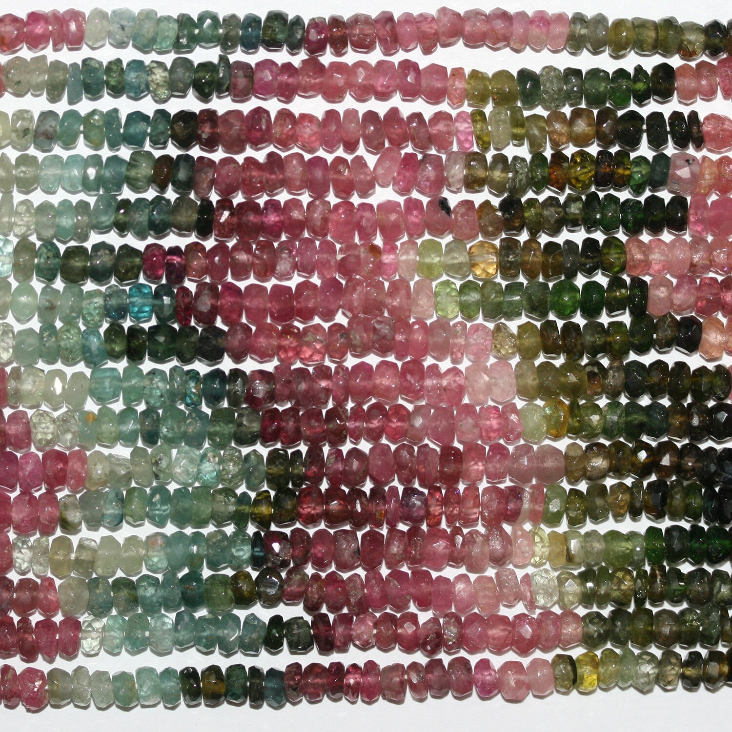 13" St Tourmaline Faceted Rondelle Beads 4x2mm.-Strand 34cm.