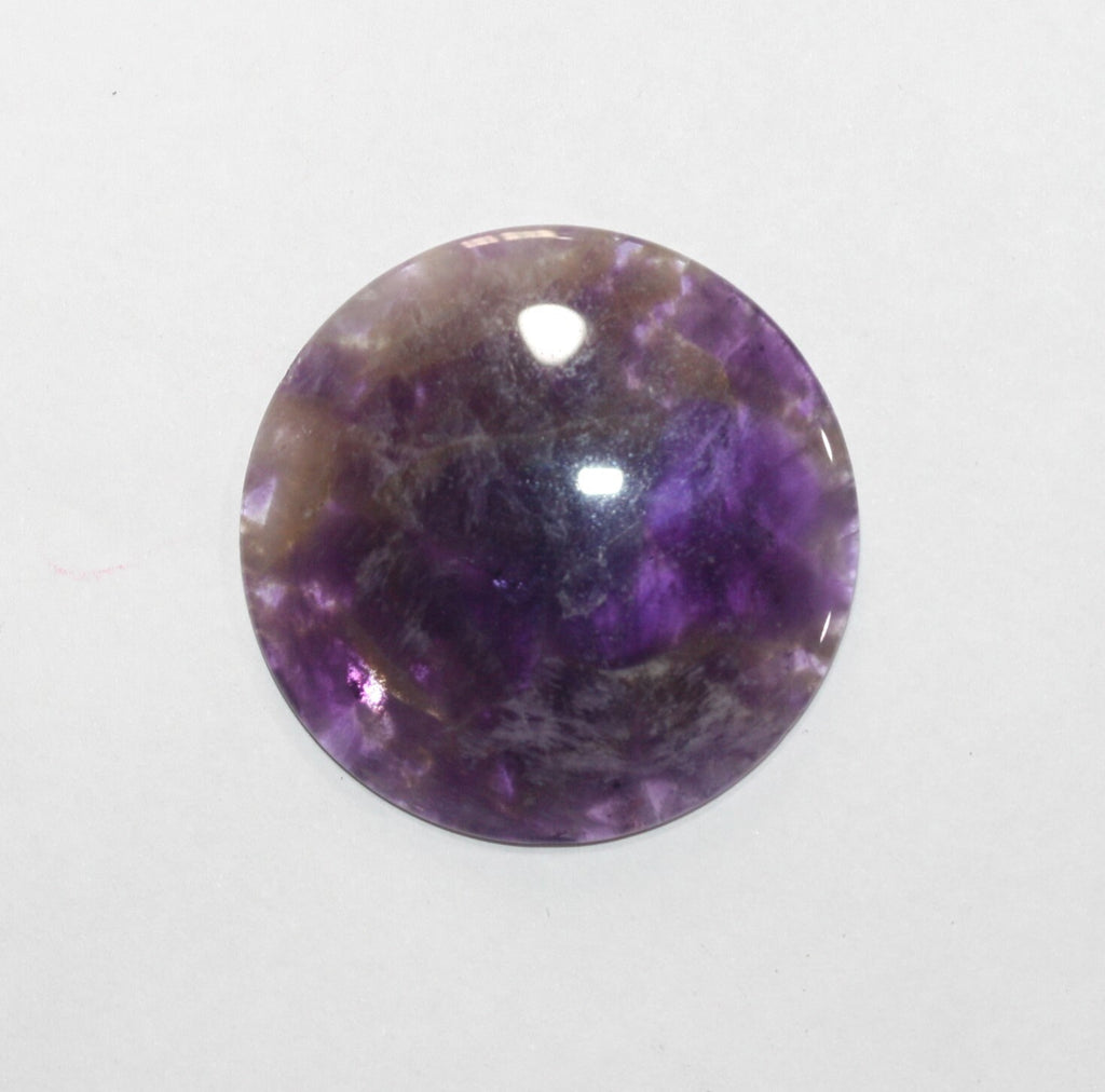 Lote de 2 cabujones redondos de amatista de 36,5 mm. (2 uds.)