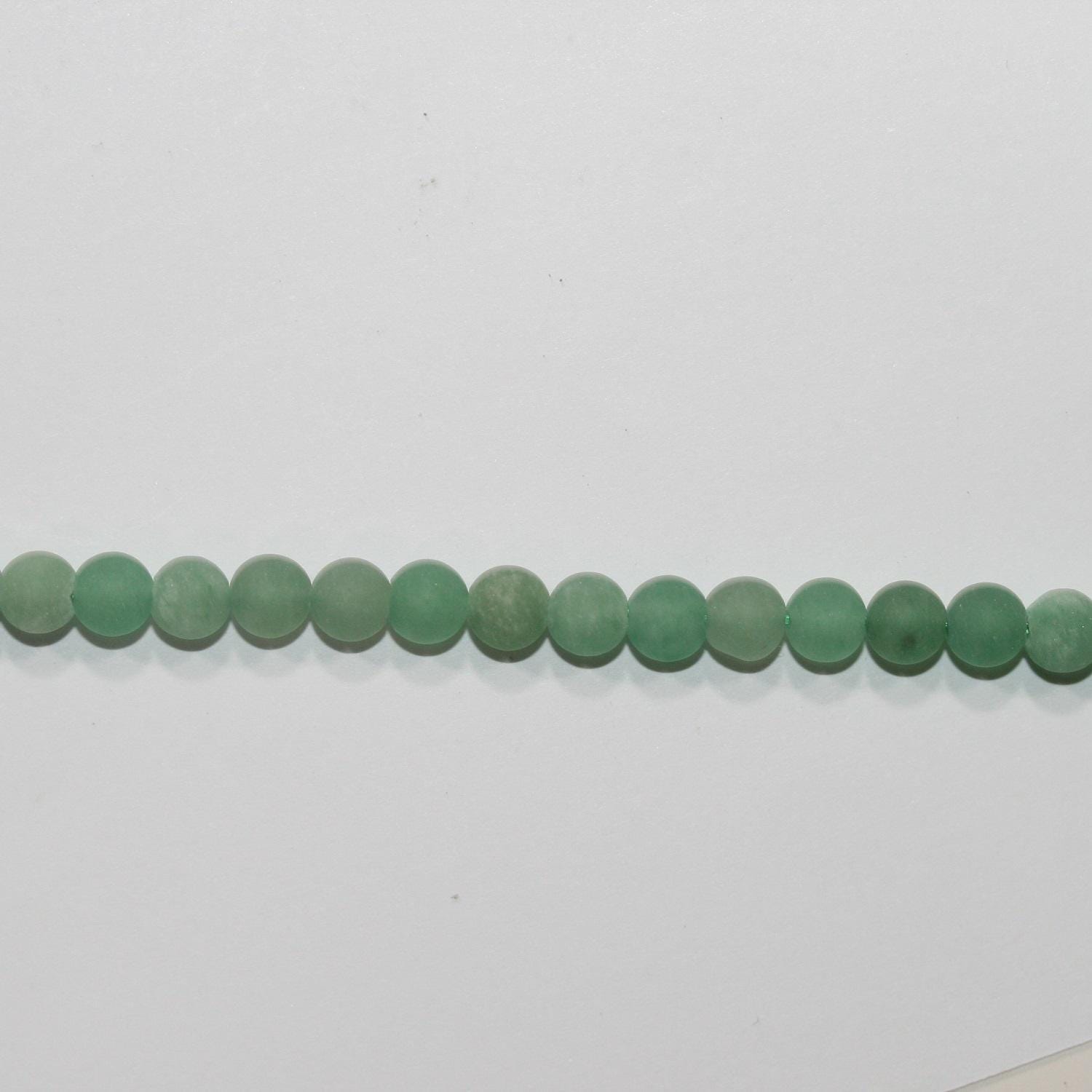 Cuentas redondas lisas de aventurina santa de 16" con acabado mate de 4,5-5 mm - Hilo de 40 cm.