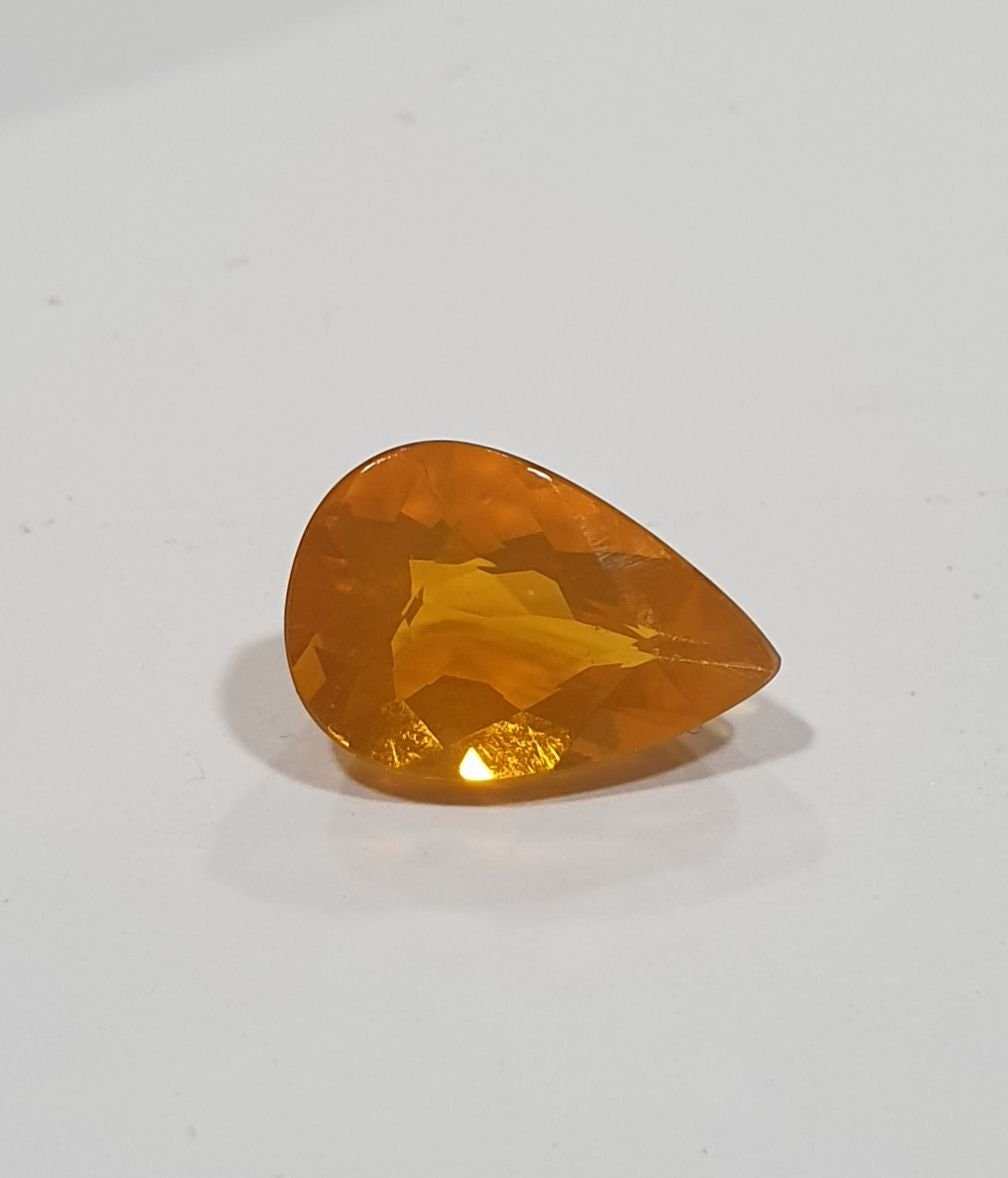 Ópalo de fuego naranja natural AAA en forma de pera, 10,7 x 7,2 x 5 mm, corte ovalado facetado, 1,4 ct - Lotes de piedras preciosas - Gema sin tratar