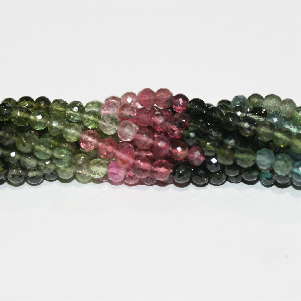 15" St Tourmaline Rondes Facettées 4mm.-Rig 38cm.