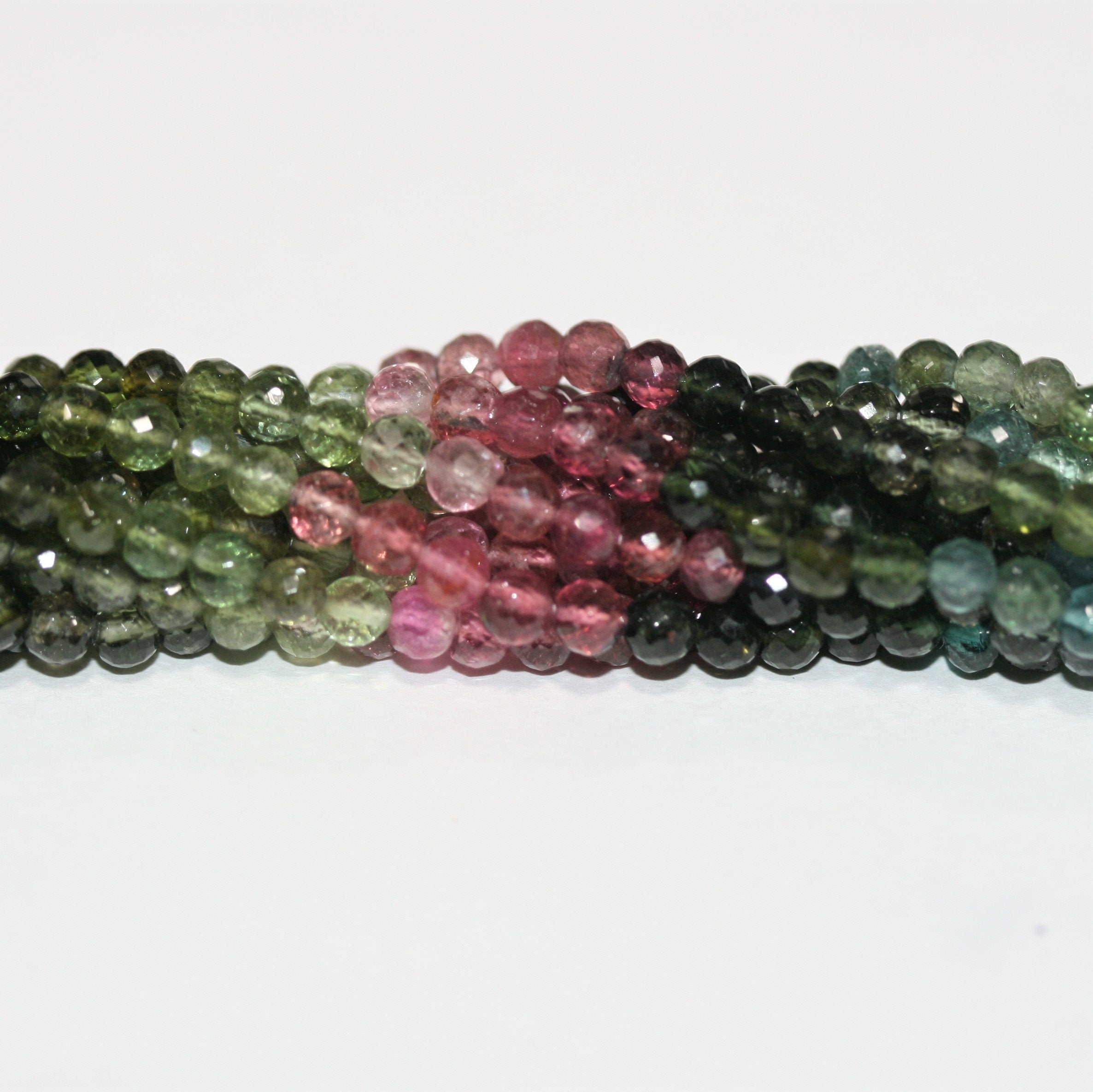 15" St Tourmaline Rondes Facettées 4mm.-Rig 38cm.