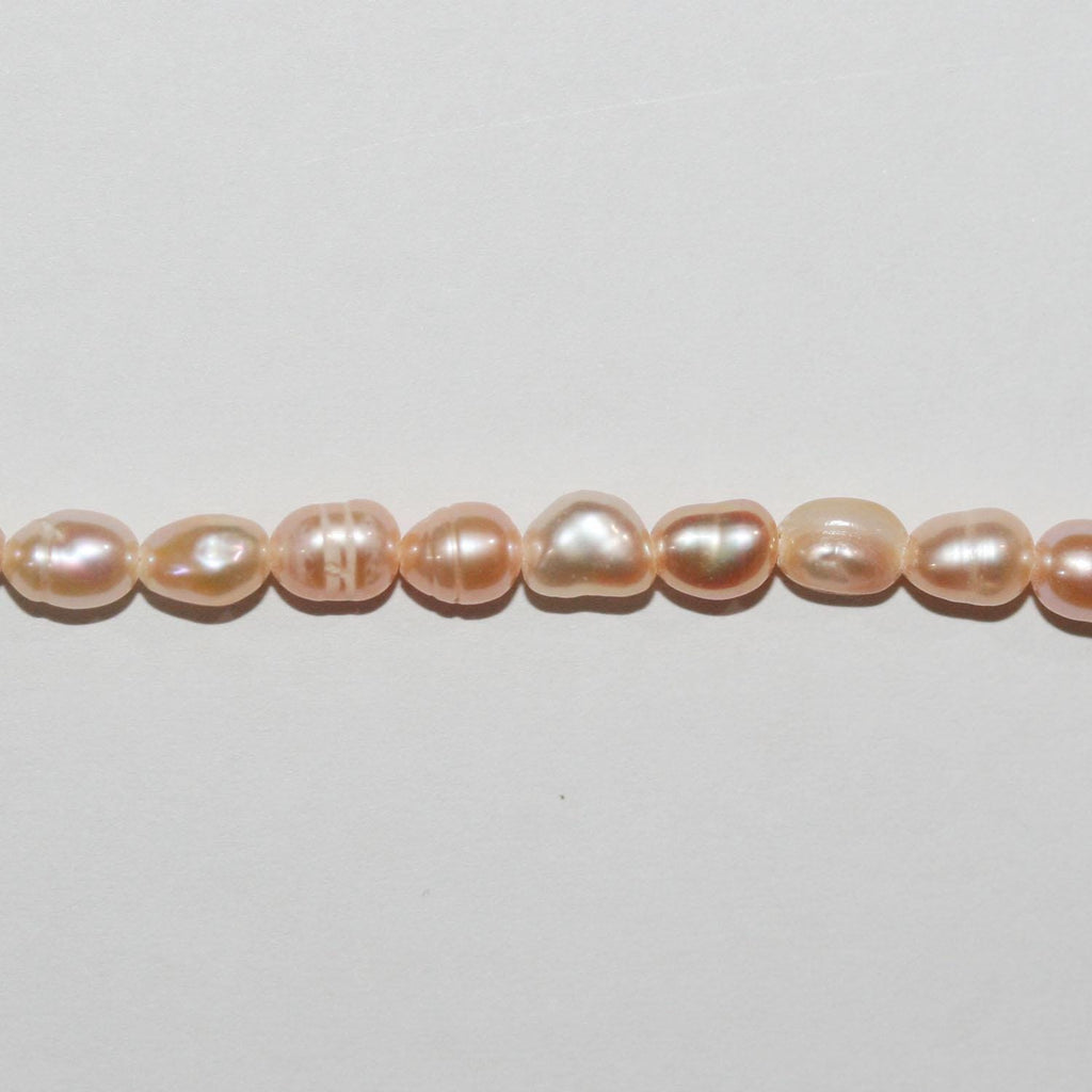 13" St FreshWater Salmon Oval Pearl 4-4.5mm.-Strand 35cm. -Natural Pearls wholesale Prices