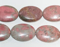 12" St Smooth Oval Rhodonite Beads 35x25mm.-Strand 32cm.