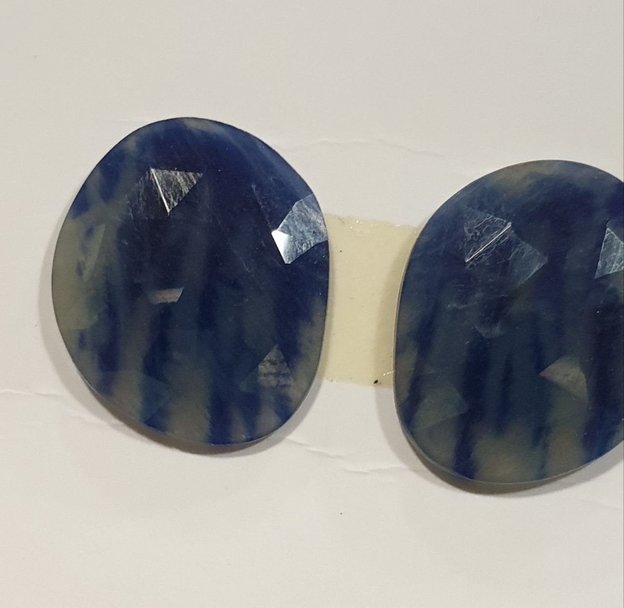 1 Pair Blue Sapphire Cabochon  Layout Matching Pair - Rose Cut 19.8ct Lot- Untreated Gemstone Natural Gems -Wholesale lot