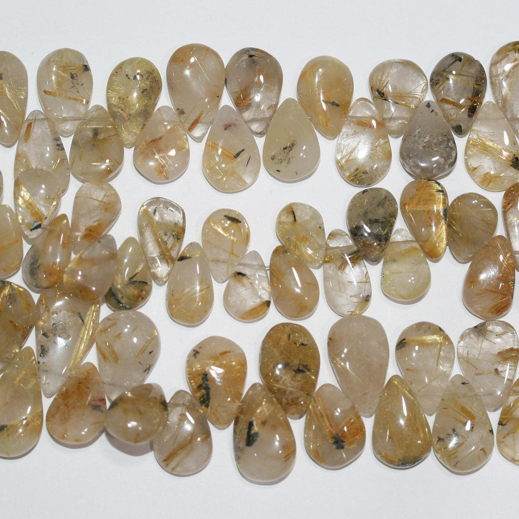 Perles en quartz rutile lisses de 8 pouces, 14 x 9 mm. - Environ - Fil de 20 cm.