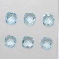Lote de topacio cielo en forma de tablero de ajedrez doble, corte cojín, briolette, 6 mm - 6 piezas