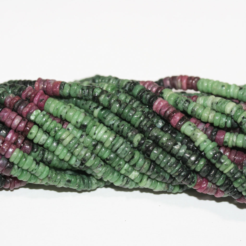 16" St Ruby Zoisite Cuentas de Disco Liso 5x1mm.- Hilo 40cm.