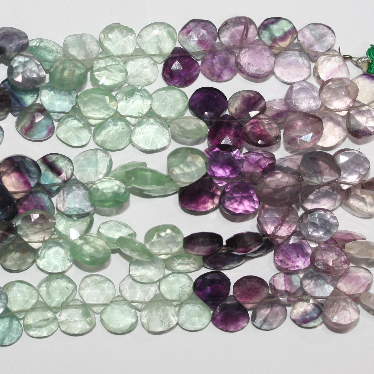 Perles en fluorite facettées de 20 cm (8 pouces), 7-8 mm, longueur 20 cm.