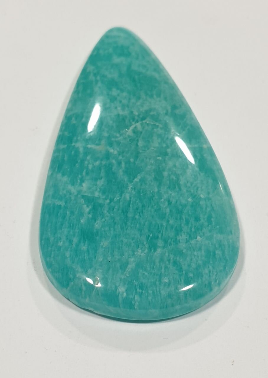 Big Blue Amazonite Drop Cabochon 51.8x27.20x6mm 62ct Top Color Designer Cabochon