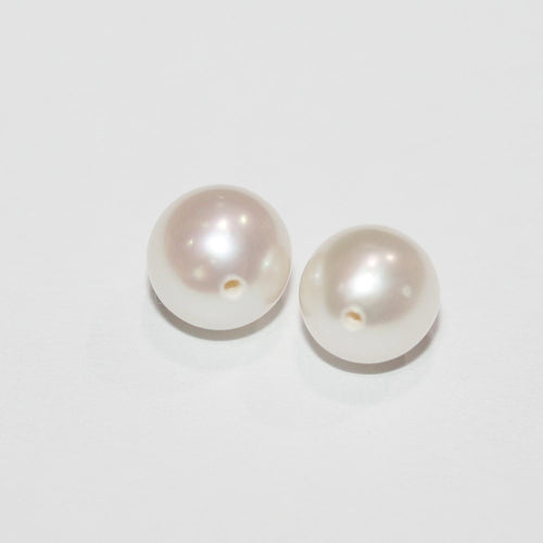 1 Pair High Cultured Round Pearl 9-9.5mm.-Half Drill. Round Natural  Pearl-Price Per 1 Pair- Pearl Earring