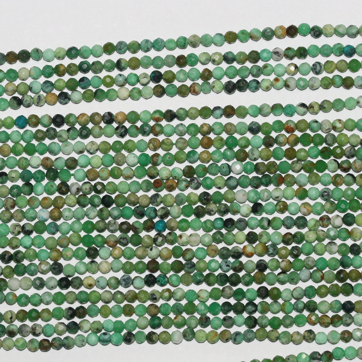 15" St Variscite Perles Rondes Facettées 3mm.-Rig 39cm.