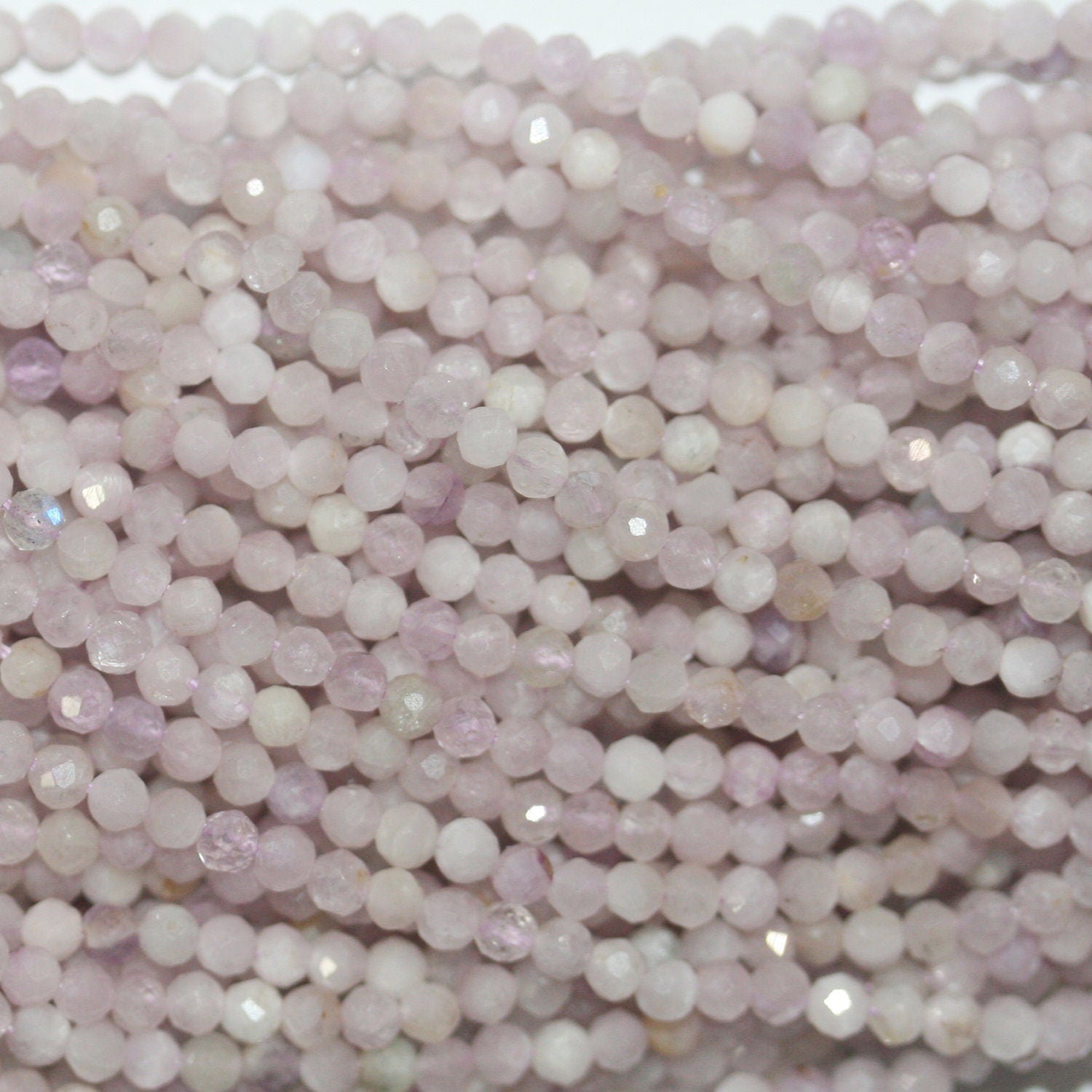 15" St Kuncite Perles Rondes Facettées 2,5 mm.-Rig 39 cm.