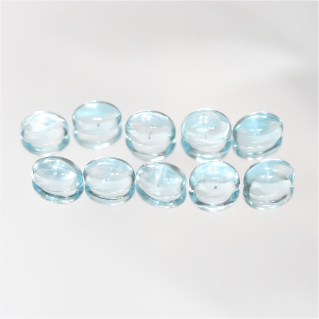 Sky Blue Topaz Smooth Oval Cabochons Lot 7x5mm.- 10 Pieces