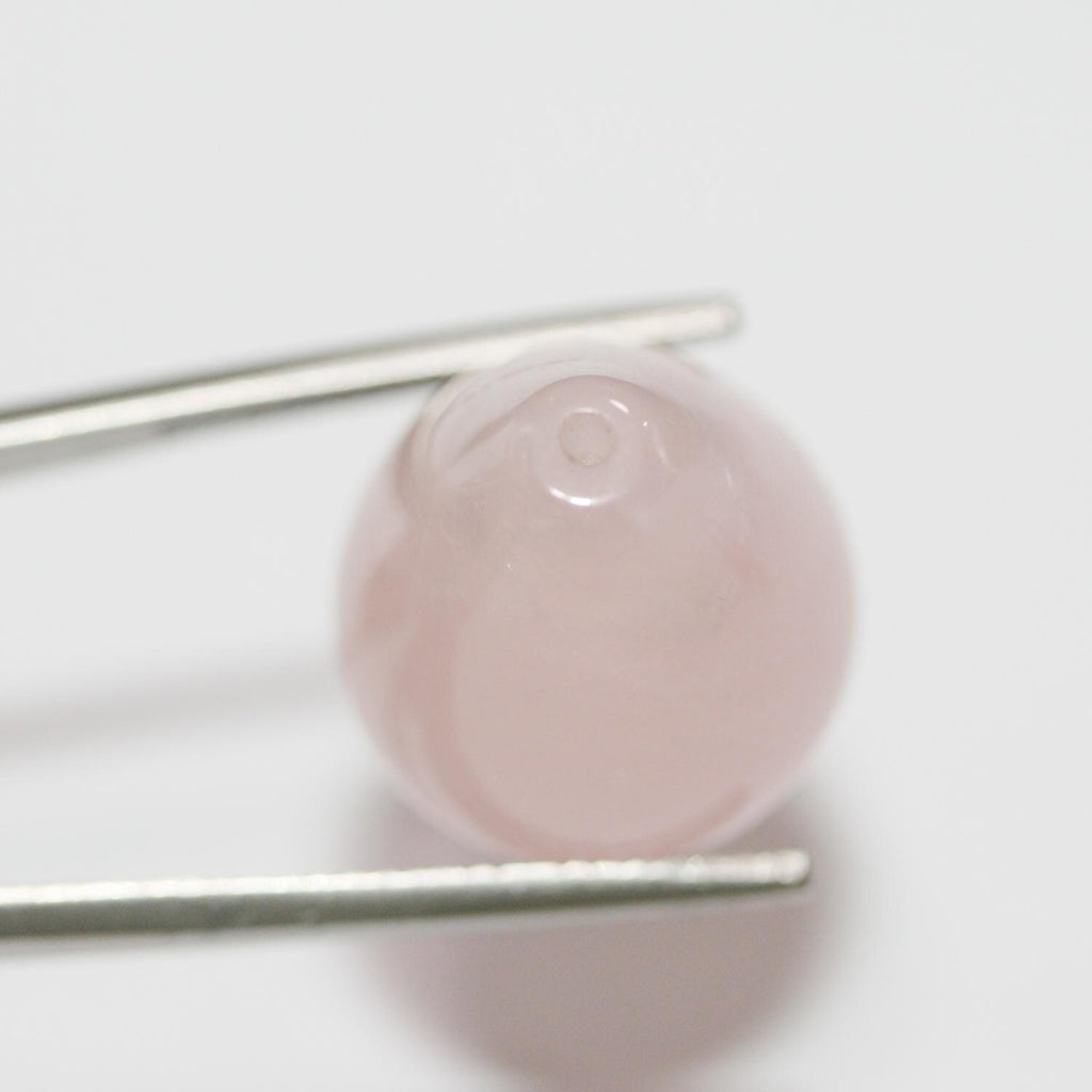 Cuarzo rosa con gota lisa perforada a la mitad, 22 x 17 mm (1 par)