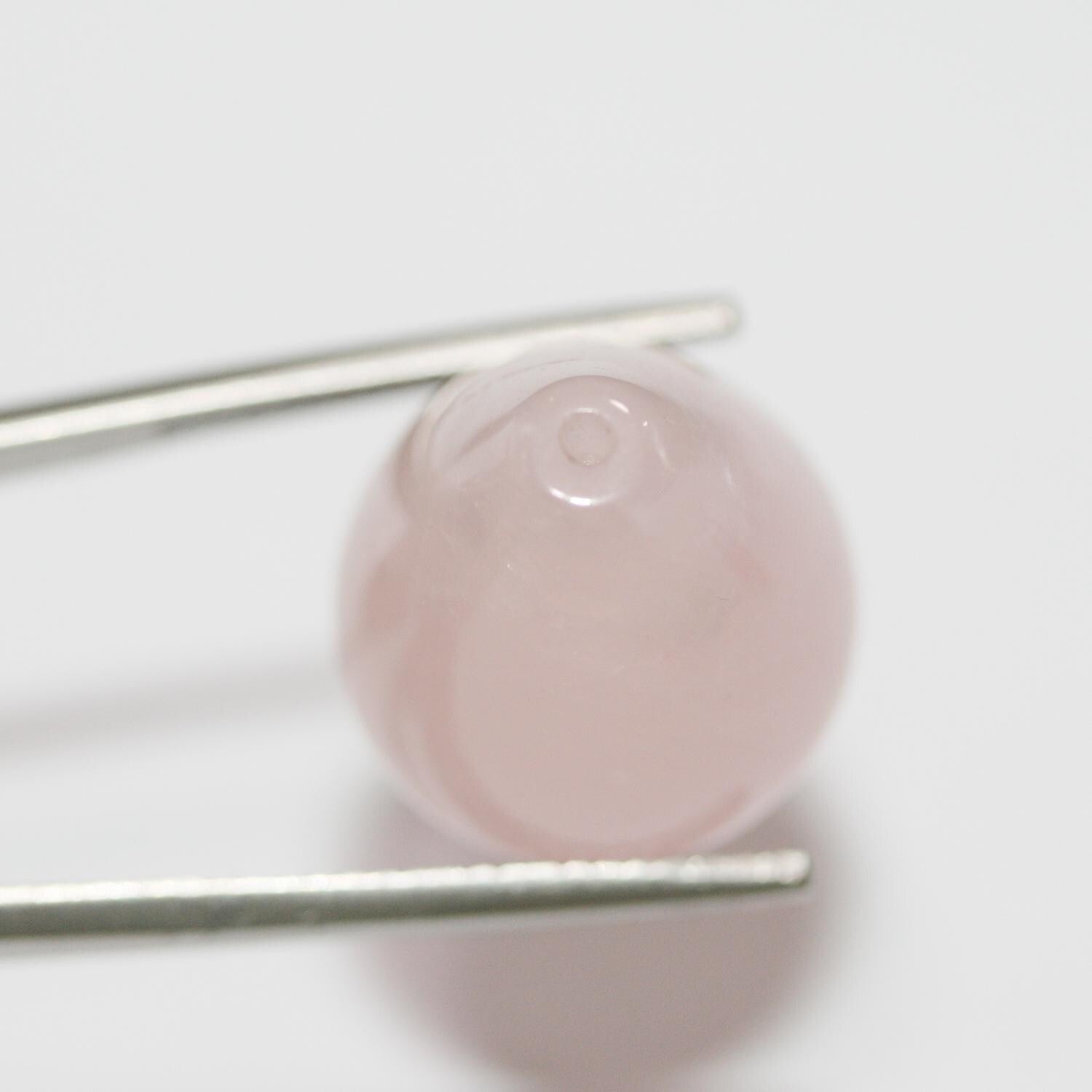 Cuarzo rosa con gota lisa perforada a la mitad, 22 x 17 mm (1 par)