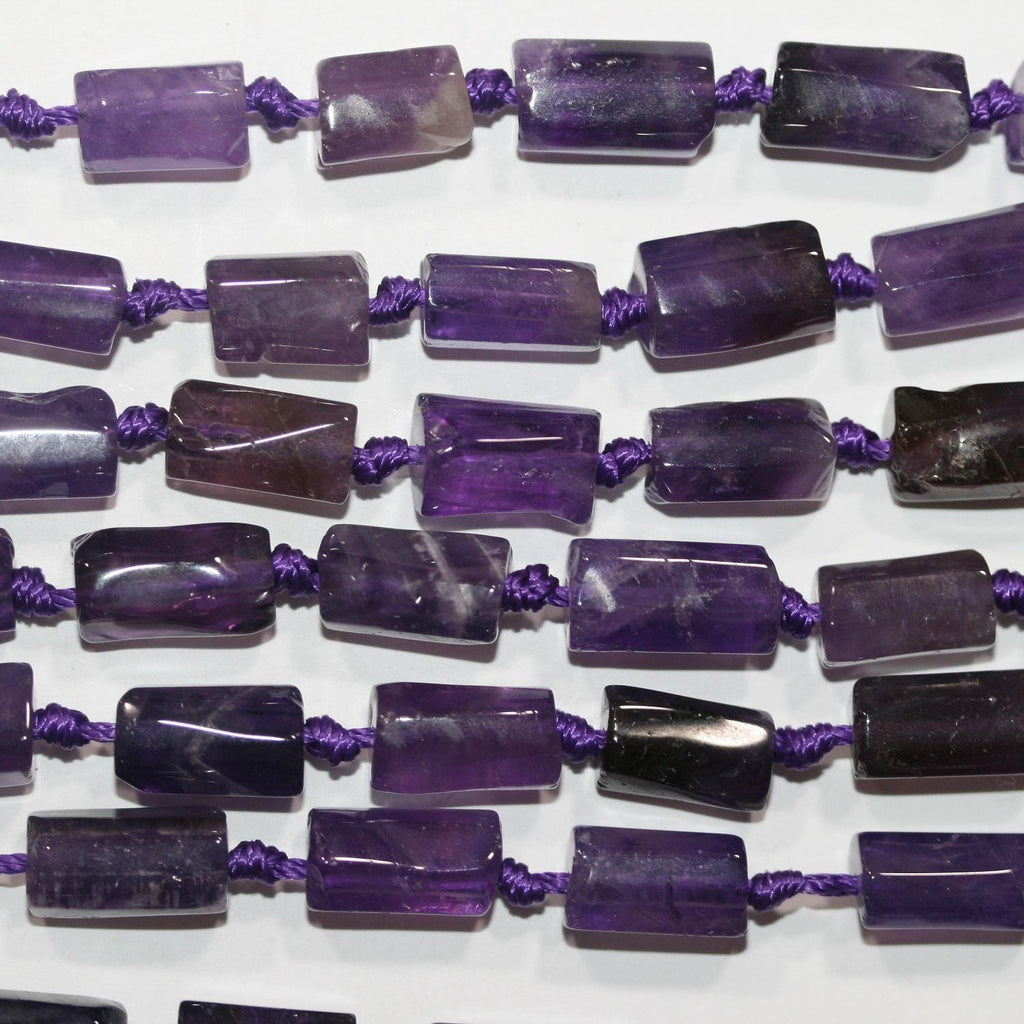 Cuentas de tubo lisas de amatista de 16" (hilo de 40 cm)